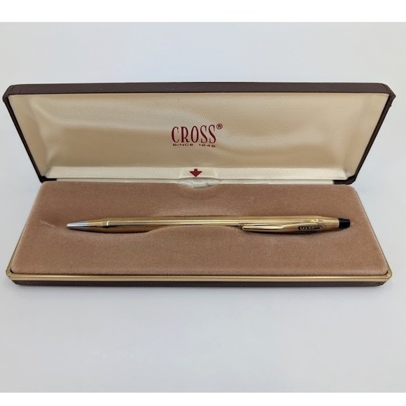 Vintage Cross 10KT Gold Electroplated Ballpoint Pen Maersk Logo Boxed